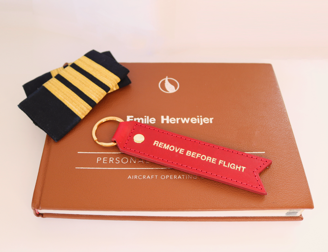 Personalised Leather Remove Before Flight Luggage Tag Keychain