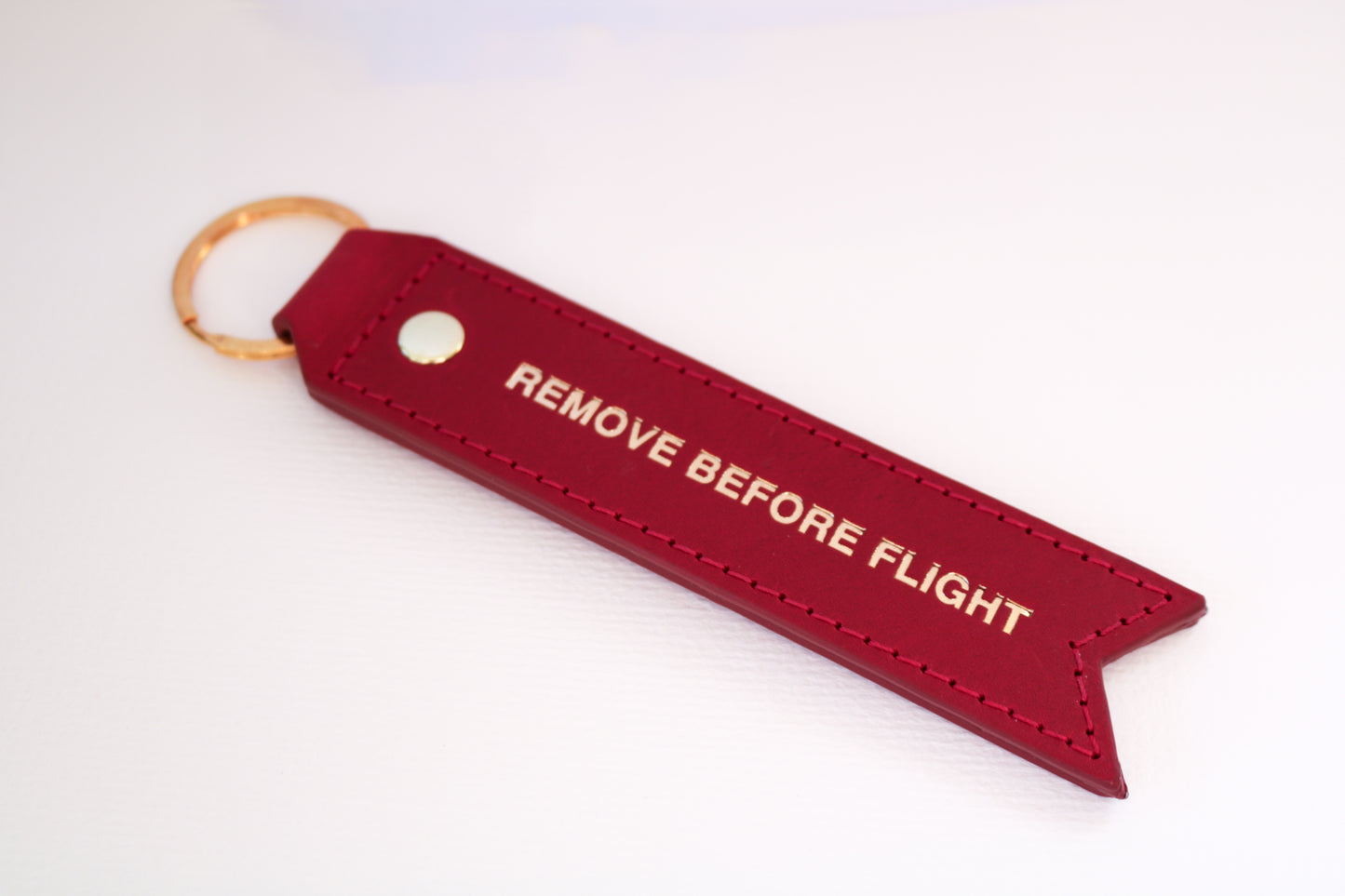 Personalised Leather Remove Before Flight Luggage Tag Keychain