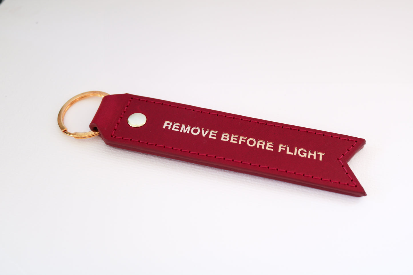 Personalised Leather Remove Before Flight Luggage Tag Keychain