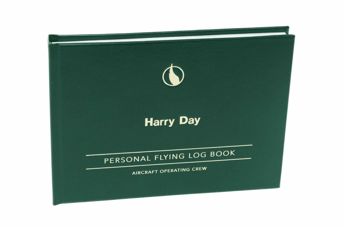 Digital Print - Personalised Pilot Logbook - Greenwich Green Recycled Leather