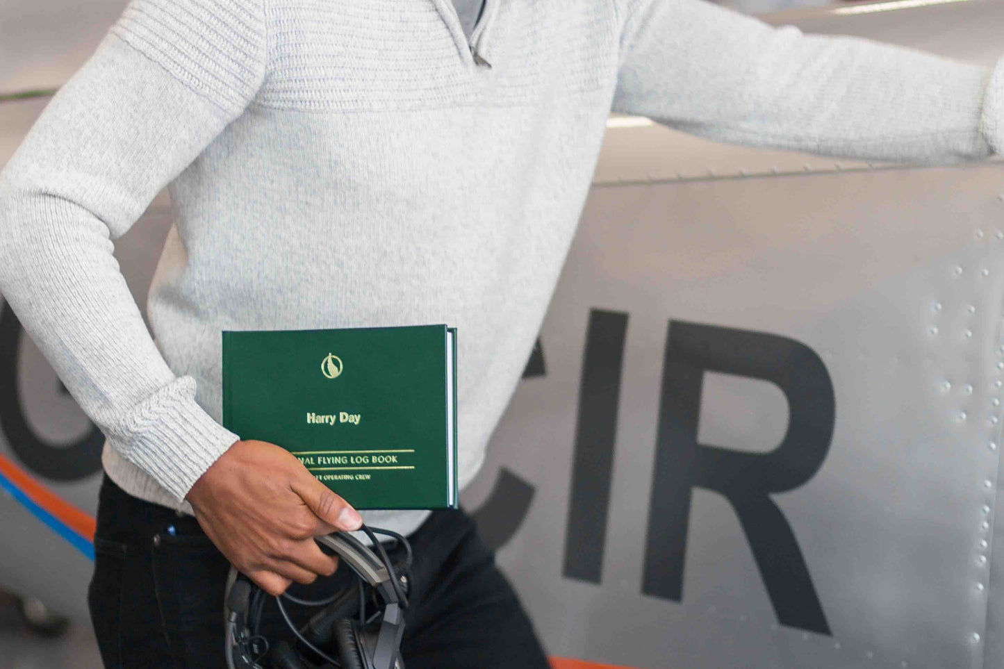 Digital Print - Personalised Pilot Logbook - Greenwich Green Recycled Leather