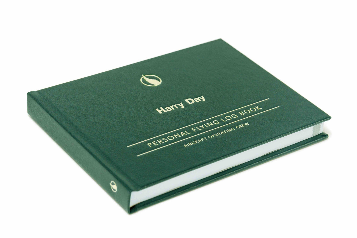 Digital Print - Personalised Pilot Logbook - Greenwich Green Recycled Leather