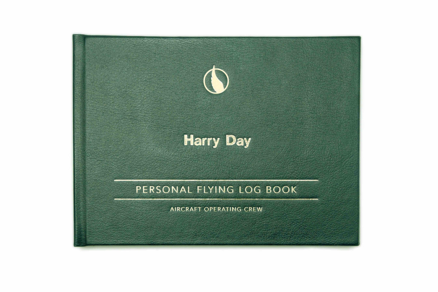Digital Print - Personalised Pilot Logbook - Greenwich Green Recycled Leather