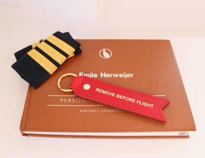 Premium Leather Remove Before Flight Keychain