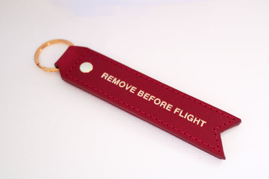 Premium Leather Remove Before Flight Keychain