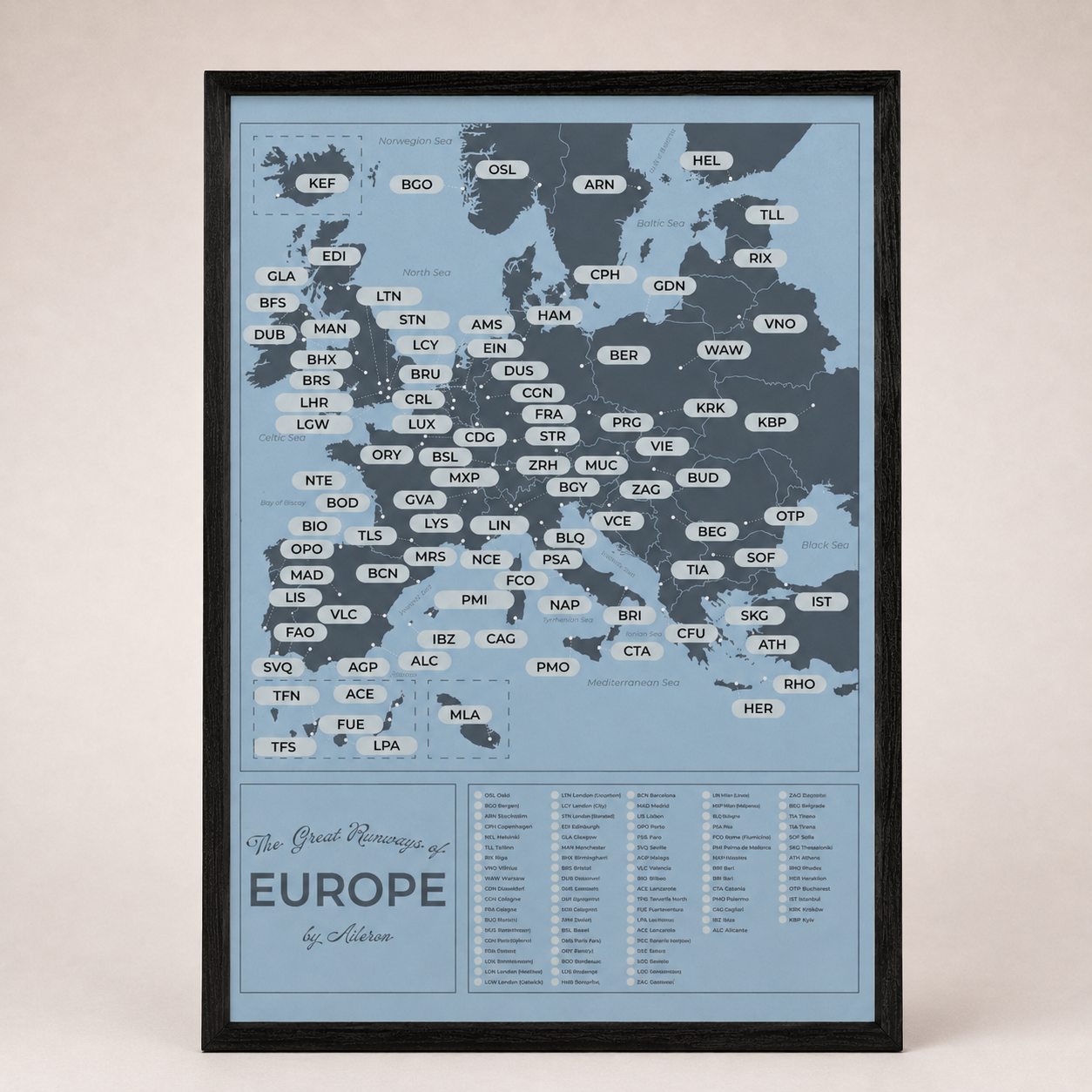 The Aileron European Airport Scratch Map