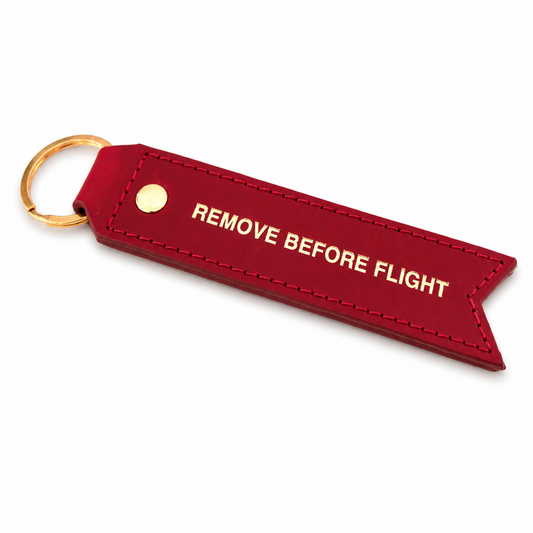 Personalised Leather Remove Before Flight Luggage Tag Keychain