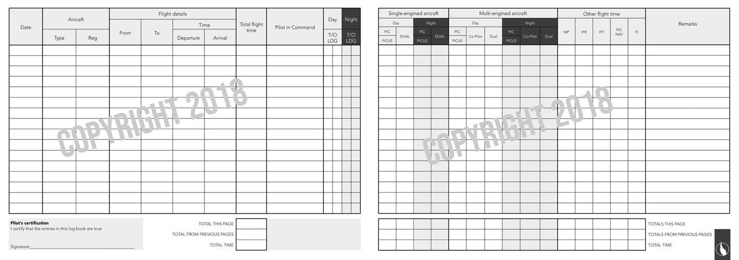 Digital Print - Personalised Pilot Logbook - Silver Flare - Leather