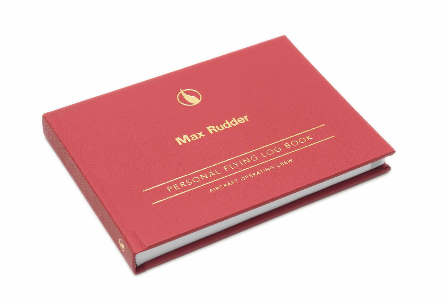 Digital Print - Personalised Pilot Logbook - Rotary Red -  Leather