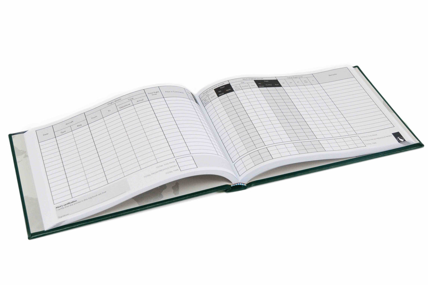Digital Print - Personalised Pilot Logbook - Greenwich Green Recycled Leather