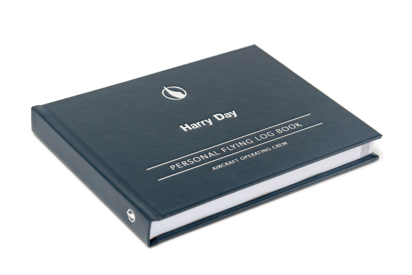 Digital Print - Personalised Pilot Logbook - Recycled Blue Leather