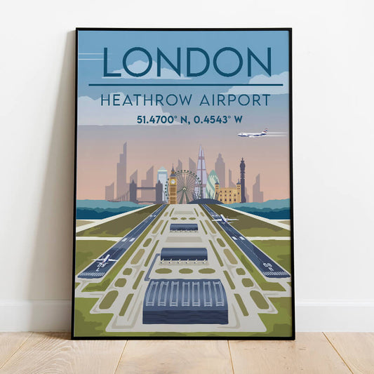 London Heathrow Airport Poster A4/A3 - Aileron Original