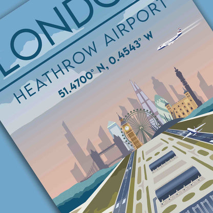 London Heathrow Airport Poster A4/A3 - Aileron Original