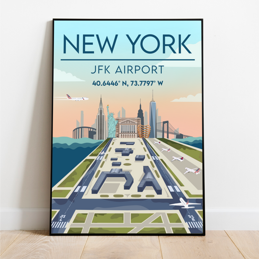 NY JFK Skyline Wall Art - A3/A4