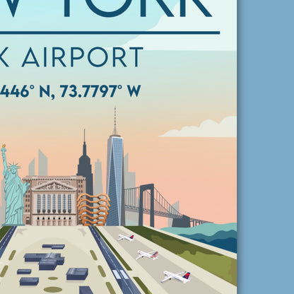 NY JFK Skyline Wall Art - A3/A4