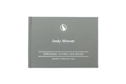 Personalised Pilot Logbook in Silver Flare - Leather