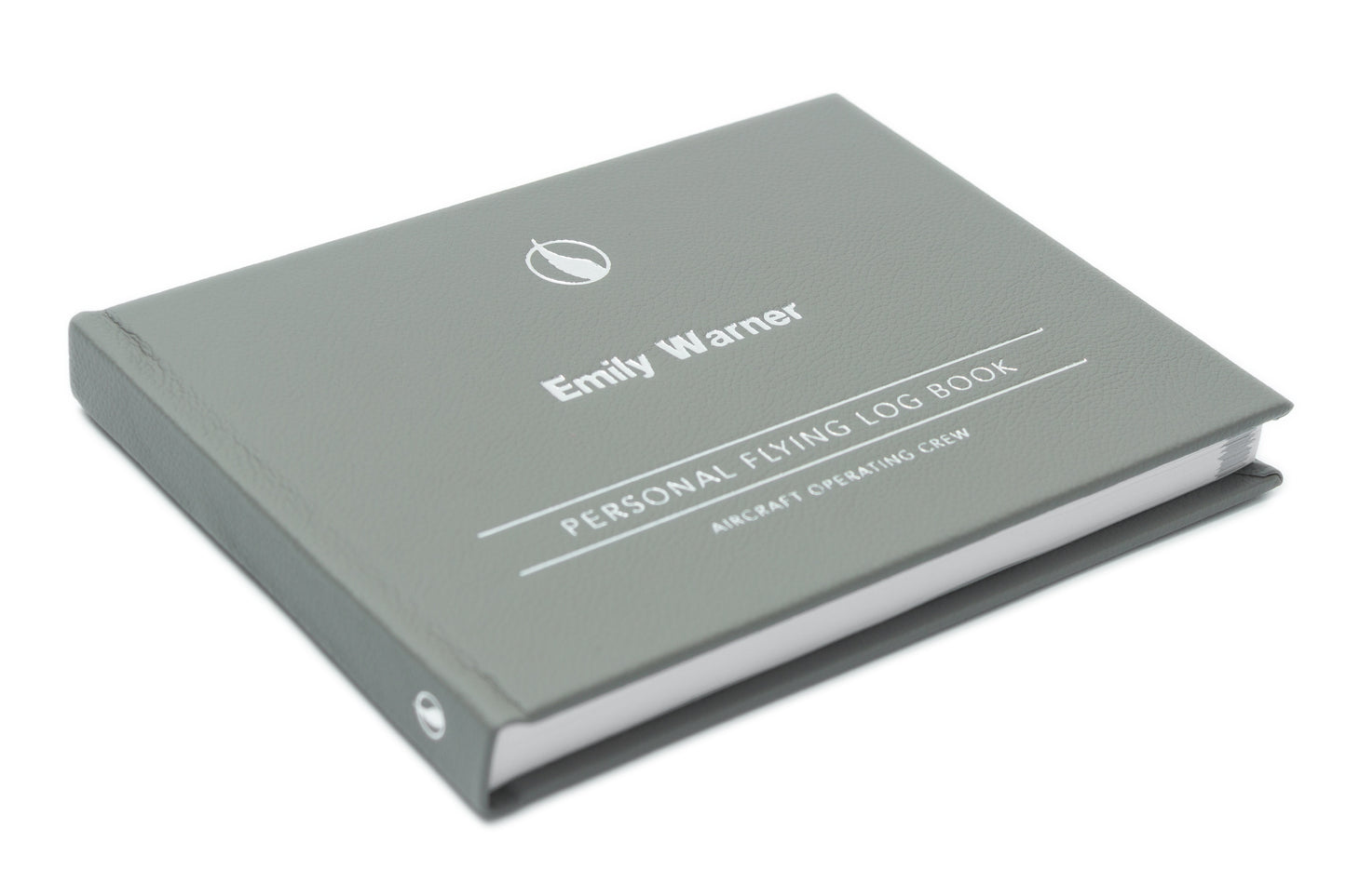 Personalised Pilot Logbook in Silver Flare - Leather